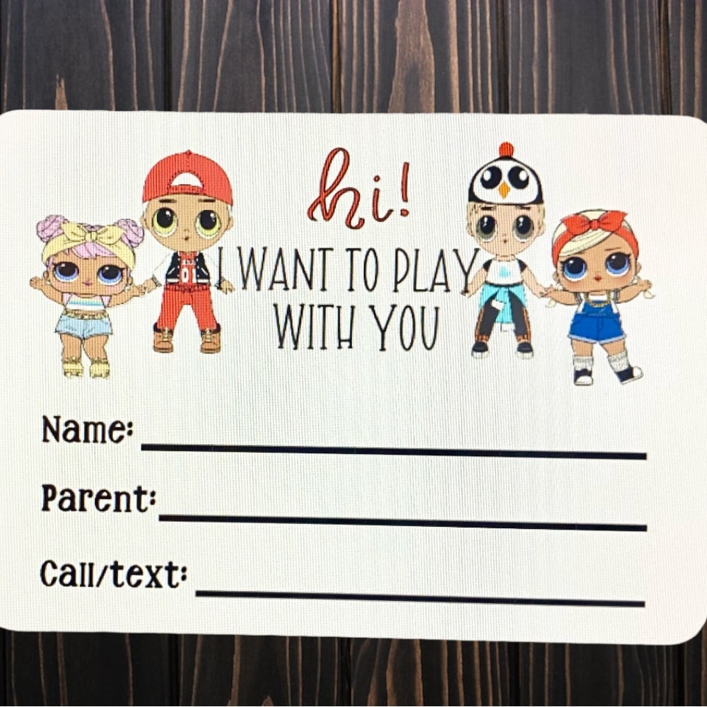 LOL dolls play date cards